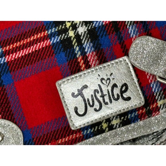 Justice plaid glitter Star laptop messenger bag NEW - Picture 10 of 11